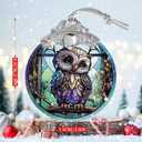 Jocidea Owl Stained Glass Suncatcher and Christmas Ornament - Holidays Decor for Owl Lovers