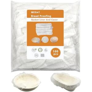 100 Pack Banneton Bread Proofing Basket Liner,21" Bread Bowls Liner Non-Stick Dough,BPA-Free Non Woven Sourdough Bread Basket Liners,Elastic Banneton Liners for Prevents Dough from Sticking to Basket
