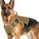 rabbitgoo Tactical Dog Harness for Large Dogs, No Pull Upgraded Reflective Heavy Duty Molle Vest with Handle, Adjustable Military Service Dog Vest for Walking Hiking Training, Brown, XL