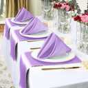 Homiest 100 Pack Light Purple Satin Napkins 17x17 Inches - Scalloped Square Silky Elegant Dinner Decor for Wedding, Restaurant, Graduation Party