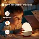 Touch Egg Night Light for Baby Nursery, Rechargeable Portable Kids Nightlight Lamp with 1-6H Feeding Timer, 3 Color Temperatures Dimmable, Ideal for New Moms of Toddlers
