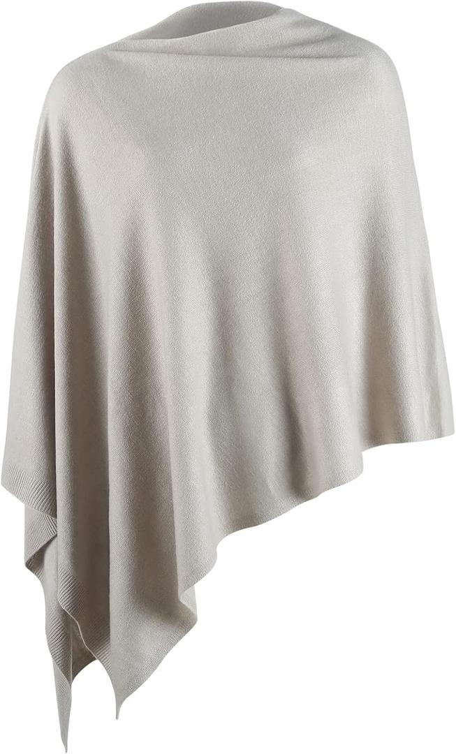 Fomolom Women Ponchos Sweater Versatile Lightweight Solid Knitted Shawl Wrap Scarf Cape Accessories for Women's (Oatmeal Mink)