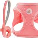 Hipubby Dog Harness and Leash Set, No Pull Soft Mesh Puppy Harness for Small Medium Dogs, Cats - Step in Reflective Breathable Lightweight Vest Harness for Walking, Training - Pink, M (M (Chest: 17.5"-19"))