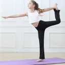 Leggings with Pockets for Girls Solid Black Stretch High Waist Tummy Control Workout Dance Bootcut Yoga Pants (Black)