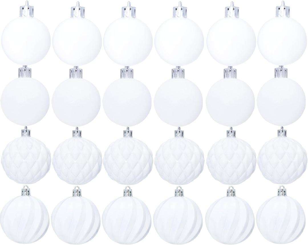 Christmas Ball 16ct 3.15 Inches White Mini Xmas Hanging Ornaments for Trees Wreath Garland Wedding Party Home Office Shop Decorations Tier Tray Vase Filler