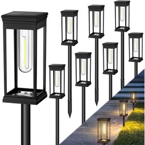 8 Pack Solar Pathway Lights Outdoor, IP65 Waterproof Solar Lights Outdoor Auto On/Off Walkway Landscape Lighting, Warm White LED for Garden, Yard, Driveway, Patio Landscape Decor
