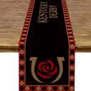 Kentucky Table Runner Derby Run for The Roses Horseshoe Horse Racing Themed Party Kitchen Dining Room Home Decoration (13" x 90")