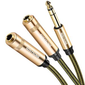 1/4 Stereo Splitter Cable - Male to Dual Female Adapter - 50cm/1.5ft (20 IN, Multicolored)