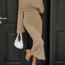 Saodimallsu Womens Off Shoulder Summer Maxi Dress Bell Long Sleeve Sexy Bodycon Strapless Sheer Beach Swimsuit Coverup (Beige)