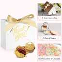 100 Pack Small Thank You Gift Bags, 4.5x1.8x3.9in Party Favor Bags Boxes with Bow Ribbon, Small Paper Gift Bags with Gold Foil Printed, Mini Candy Treat Bags for Birthday Wedding Party Holiday