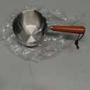 Butter Warmer Pot, Stainless Steel Milk Warmer with Wooden Handle for Seafood, Mini Butter Melting Pot Small Saucepan with Dual Pour Spouts for Stove Top Cooking (300ml)