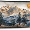Large Wall Art for Living Room Big Mountain Wall Decor Vintage Mountain Framed Canvas Artwork Painting Prints Forest Nature Wilderness Picture Decoration for Dining Room Office Bedroom Gifts 30" X 60"