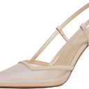 QIY Closed Toe Slingback Heels Women Pumps Strappy Pointed Toe Stiletto Heels for Women Wedding Party Dress Shoes (10, Nude Mesh)