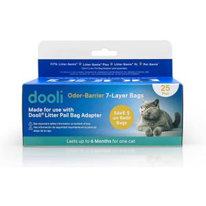 Cat Litter Pail Refills - Fits Litter Genie & Plus, Roll of 25 Bags