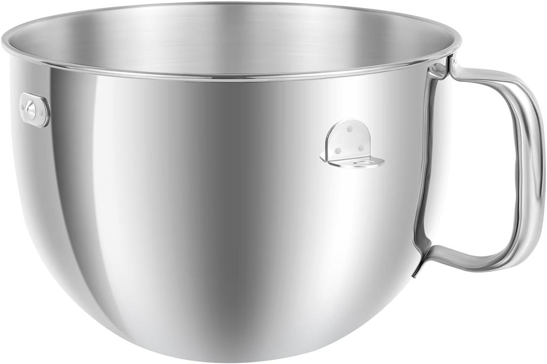 6QT Stainless Steel Mixer Bowl with Handle Compatible with KitchenAid Professional 600 & Epicurean 6QT Bowl Lift Stand Mixers KD2661, KL26M, KP26M1, KP26M8, KP26N9, KV25G, KV25M