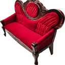 1:12 Miniature Mini House Furniture Vintage Red Wooden Carved Sofa for Miniature Accessories Furniture Decoration Birthday