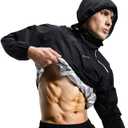 BVVU Sauna Suit for Men Zipper Sweat Sauna Jacket Pant Gym Workout Sweat Suits with Hood Training Bodyshaper (3X-Large, Jacket(black) Only)