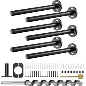 6pcs Wall Shelf Brackets Heavy Duty Floating Shelf Bracket Hidden,Invisible Black Shelving Brackets Decorative Floating Shelf Hardware Heavy Duty,Metal Shelf Support Bracket (8 Inch-6Pcs)