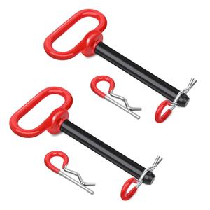 5/8" Trailer Tow Hitch Pin Clip 3 Point Receiver Hitch Pins, 5/8" x 4-1/2" Gym Locking Hitch Pin with 4pcs 3" R Clip Rubber-Coated Red Handle, Heavy Duty Clevis Gate Pins Tractor Accessories