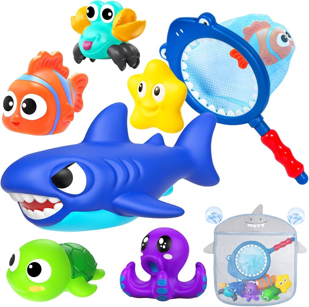 No Hole Mold Free Baby Bath Toys for Kids Ages 1-3,Water Toys for Babies and Toddlers, Ocean Animal Bath Toys for Bathtub, Shower, Beach, Pool, Water Table, Boys Girls Gifts with Storage Bag