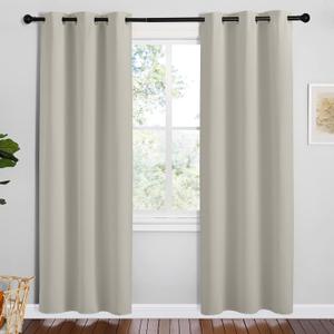 NICETOWN Kitchen 78 inches Long Curtains for Decoration, Natural, 2 Panels, 42 inches Wide, Thermal Insulated Grommet Room Darkening Draperies/Panels for Laundry