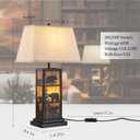 Wellmet Black Farmhouse Table Lamp, 2 Lights Bedside Lamp for Living Room, 27.5in Tall Vintage Nightstand Lamp, Touch Control Table Lamp with LampShade for Bedroom, Office(E26 Base)