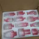 Glass Bud Vases Set of 12,Small Glass Vases for Centerpieces, Pink Bud Vases in Bulk, Mini Flower Vase, Small Vases for Flowers, Mini Vintage Vase for Wedding Home Room Office Table Decor (Pink)