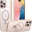 TORRAS Desert Titanium for iPhone 16 Pro Case Magnetic Stand, [Compatible with MagSafe][Flexible Stable Stand] MilGrade Protection Translucent Slim AntiScratch Ring Kickstand, Rose Gold 6.3", Ostand