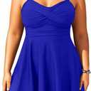 Aqua Eve Plus Size Two Piece Swimsuits for Women Tankini Bathing Suits Flowy Swim Dress with Shorts (Royal Blue)