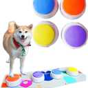 Push Button Set 4 Color Recordable Voice Buttons with NonSlip Training Mat, Voice Recording Buttons and Interactive Communication Buttons for Dogs, Cats, Puppies & Small Pets