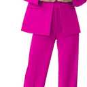 Women's 2 Piece Suits Business Casual Outfits Straight Wide Leg Pants Suits Professional Office Work Outfits (Pink, XL)