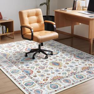 Office Chair Mat for Hardwood Floor,Computer Chair Mat Office Rugs for Rolling Chairs,Under Desk Rug for Floor Protector,Anti Slip Machine Washable Area Rug Beige 48"x60"
