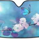 Butterfly Flowers Car Windshield Sun Shade Yellow Pink Floral Blue Foldable UV Ray Sun Visor Protector Sunshade to Keep Your Vehicle Cool (55" x 27.6") (multi 11)