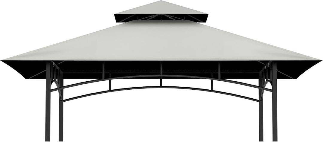 Grill Gazebo Replacement Top, 5 * 8 Outdoor BBQ Top Cover, Double Layer BBQ Gazebo Top Canopy for Model #L-GG001PST-F (Gray)
