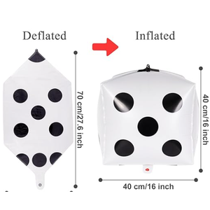 Big Dice Balloon Poker Events Night Party Decorations Board Lawn Floor Pool Toy Games Party Favour Casino Royal Hollywood Party Decorations, 6 Pack White Dice Balloons 4D Square Cube Balloons 12 "