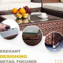 DIMAR GARDEN Outdoor Coffee Table Wicker Patio Side Table with Glass Top, 25.2in Mixed Brown