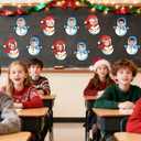 50Pcs Winter Snowman Paper Cutouts with 100Pcs Glue Points Christmas Snowman Bulletin Board Decorations with Photo Space for DIY Craft Classroom Door Wall Party Dcor