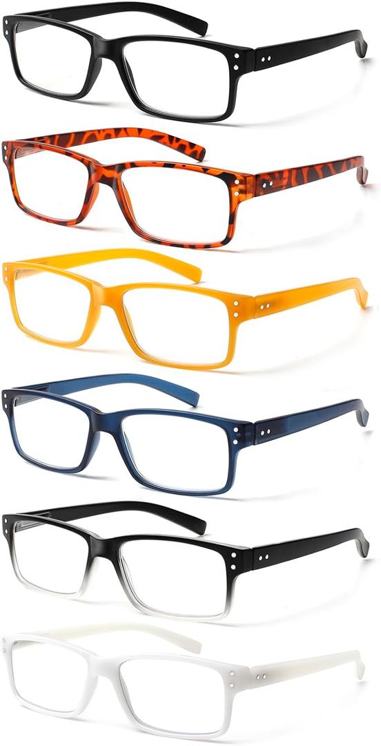NORPERWIS Reading Glasses 6 Pairs Quality Readers Spring Hinge Glasses for Reading for Men and Women (6 Pack Mix Color -1, 3.00)