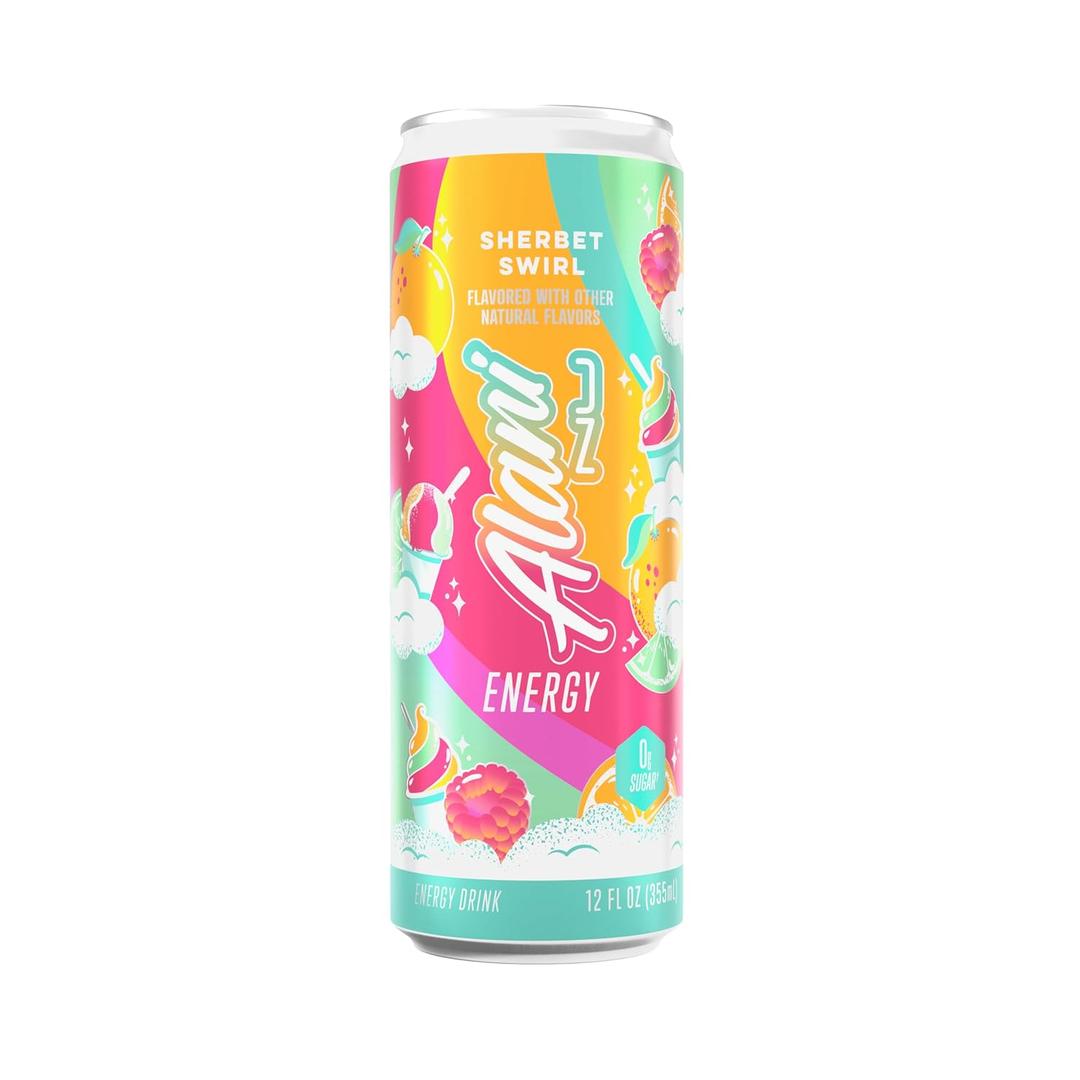 3 Pack Alani Nu Energy Drink, Sherbet Swirl, 12 Fl Oz, Zero Sugar, Gluten Free, Vegan, B Vitamins (EXP 08/24/27)