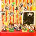 Jungle Monkey Birthday Party Decorations, Monkey Party Decor Supplies Includes Happy Birthday Banner Banana Hanging Swirls Honeycomb Centerpiece