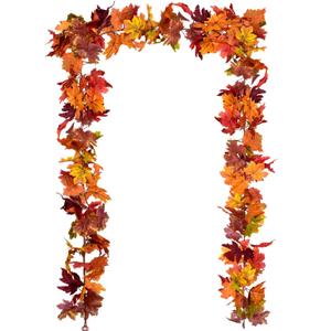 DearHouse 2 Pack Fall Garland Maple Leaf, 5.9Ft/Piece 7 Colors Hanging Vine Garland Artificial Autumn Foliage Garland Thanksgiving Decor for Home Wedding Fireplace Party Christmas (Brown)
