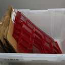 IRIS USA Ornament Storage Box with Attached Lid, Stores 75 Ornaments per Bin, 2-Pack, Stackable Durable Christmas Storage Organization Container Bin for Holiday Decorations and Accessories, Clear/Red