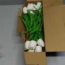 KOILLUXU Artificial Flowers 30pcs Bouquet 14" Tall Real Touch Tulips, White PU Fake Tulips Flowers for Arrangement Wedding Party or Easter Spring Home Centerpiece Dining Room Office Table Decoration