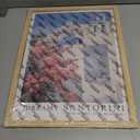 Natural Oak Tropical Island Frame Wall Art, 12x16inch White and Blue Architectural Pink Flower Canvas Wall Printed Matter, Classic City Landmark Wall Decoration Office Bedroom Living Room