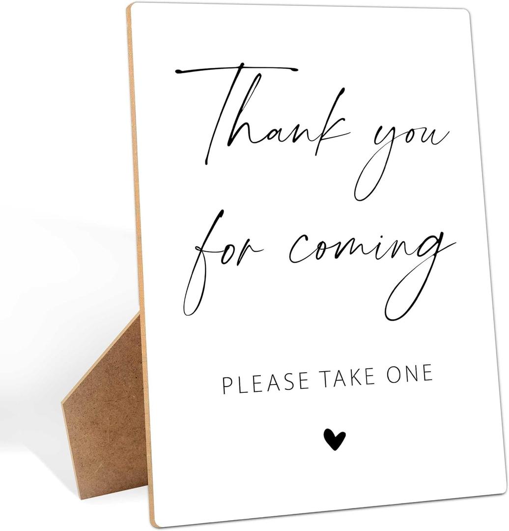 Thank You For Coming, Thank You Favors Sign 811 Inches Wooden Sign With Stand, Minimalist Gender Neutral Tabletop Decor for Baby Shower, Bridal Shower, Wedding Reception Party Favor Supplies-17