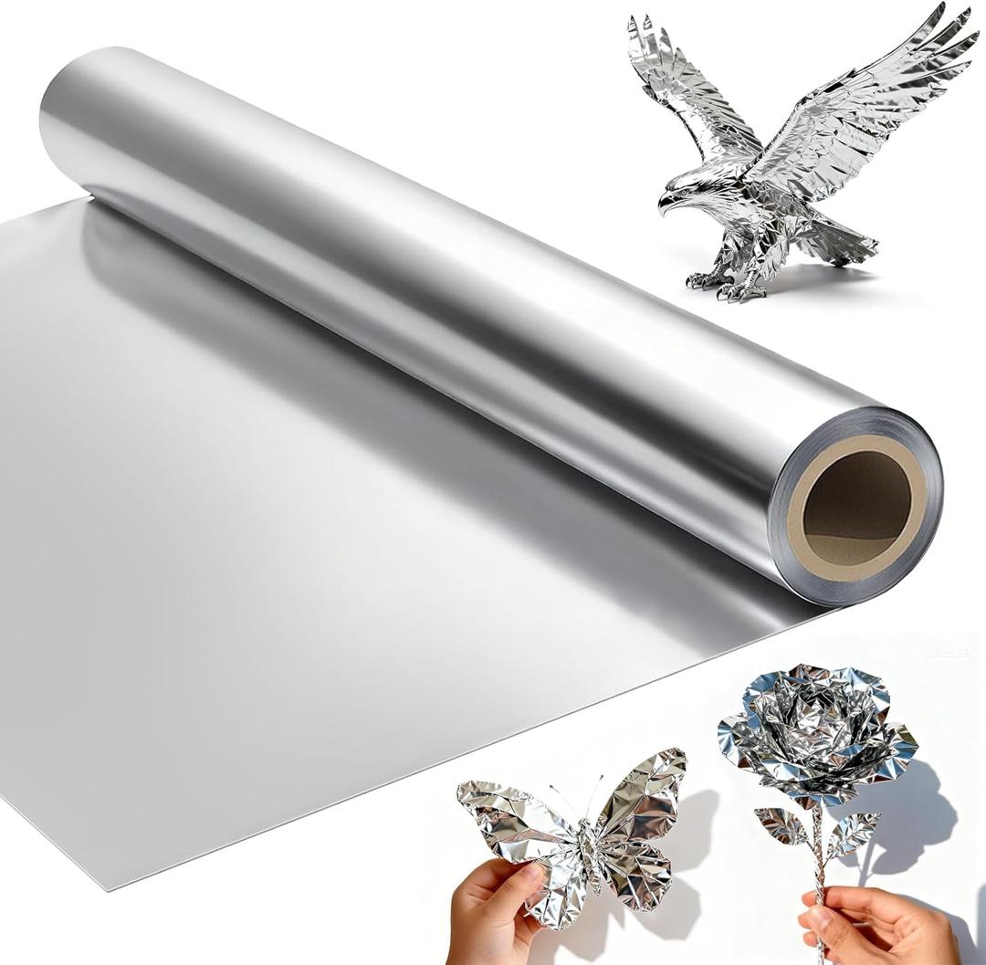 Heavy Duty Aluminum Foil Roll - 0.07MM Extra Thick Craft Metal Sheets for DIY, Repairs & Art Projects, Multipurpose Tin Foil for Art, Gifts & Home DIY Projects, Silver (12" Wide x 20ft Long)