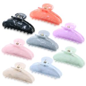 8 Pcs Large Acrylic Hair Claw Clips for Women Non-slip Strong Hold Jaw Clamps for Thick or Thin Hair (Marble,Variation Color)