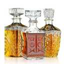 Whiskey Decanter Set of 3, Premium Crystal Spirits Decanter for Scotch, Bourbon, Vodka & Whisky, Ideal Barware & Gift for Men (28oz*2, 31oz*1)