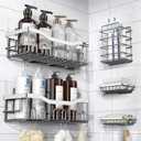 EUDELE 5-Pack Rustproof Stainless Steel Shower Caddy No Drill Adhesive Bathroom Organizer with Large Capacity, Spacious Shower Shelves for Inside Shower, Kitchen & Home Decor Storage-XL Size