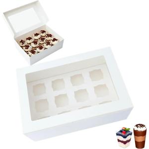 Dessert Shooter Boxes, 6-Pack, Holds 12 Count 5 oz Dessert Shooters, Food-Grade Carrier Containers (White)